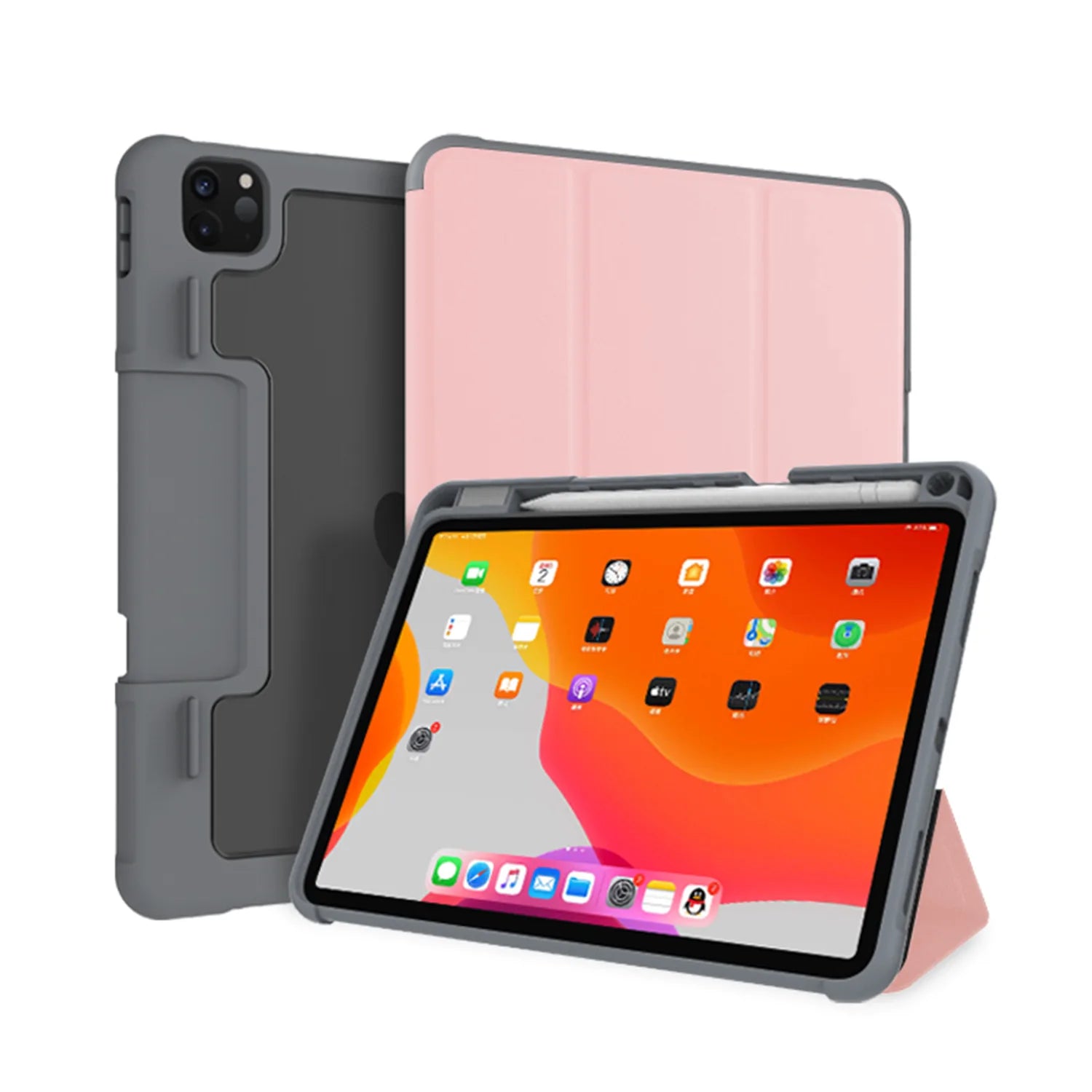 NON-HW-HN8 | Honor Pad 8 2022 ( HEY-W09 ) | Rugged Case with Kick-Stand &  Folding Grip & Pencil Holder