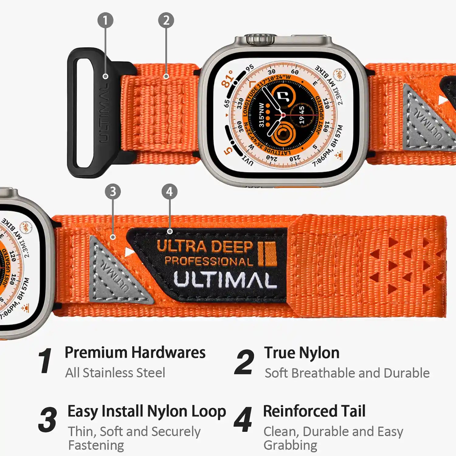 ULTIMAL Hollow Out Nylon Apple Watch Strap Band for Apple Watch Ultra 49mm & Series 8 45/44/42mm