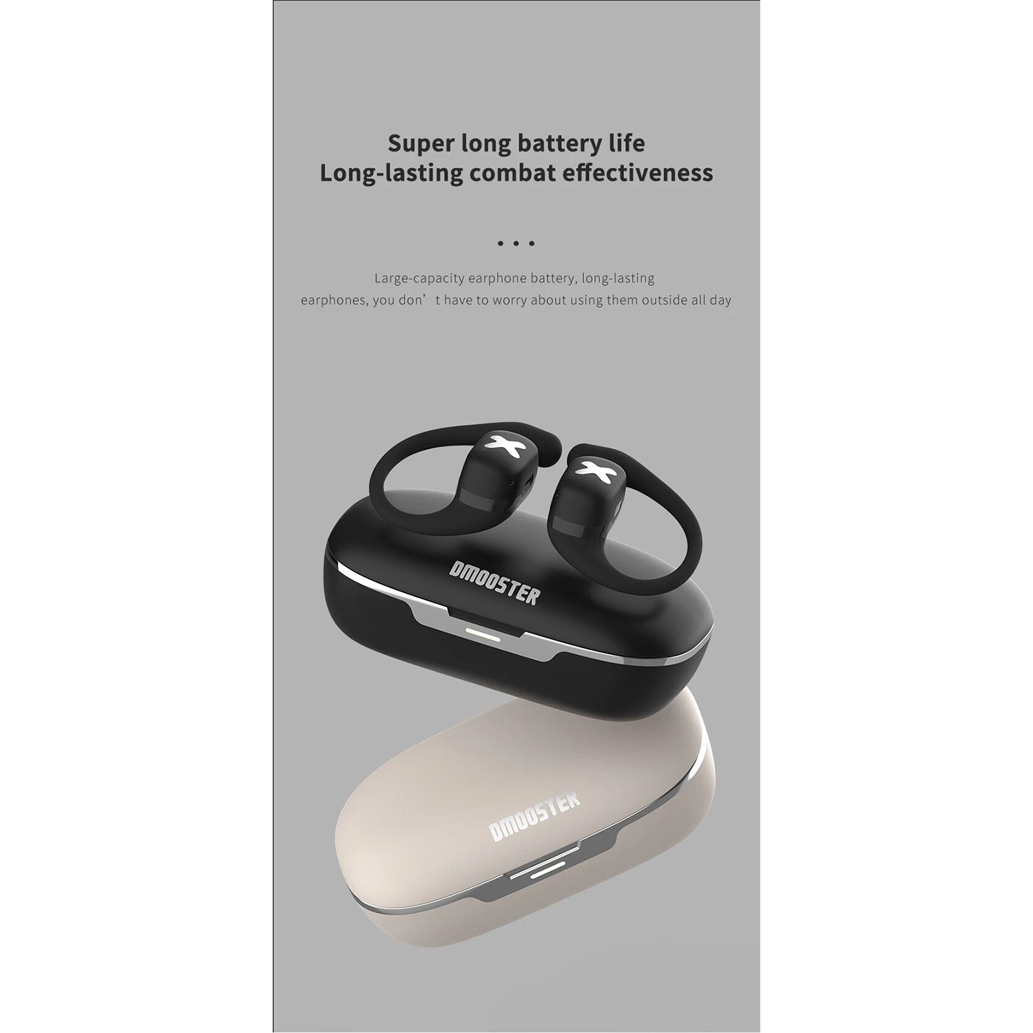 O2W SELECTION DMOOSTER D53 Open-Ear Bone Conduction Sport Wireless Bluetooth Earphones With App, Black