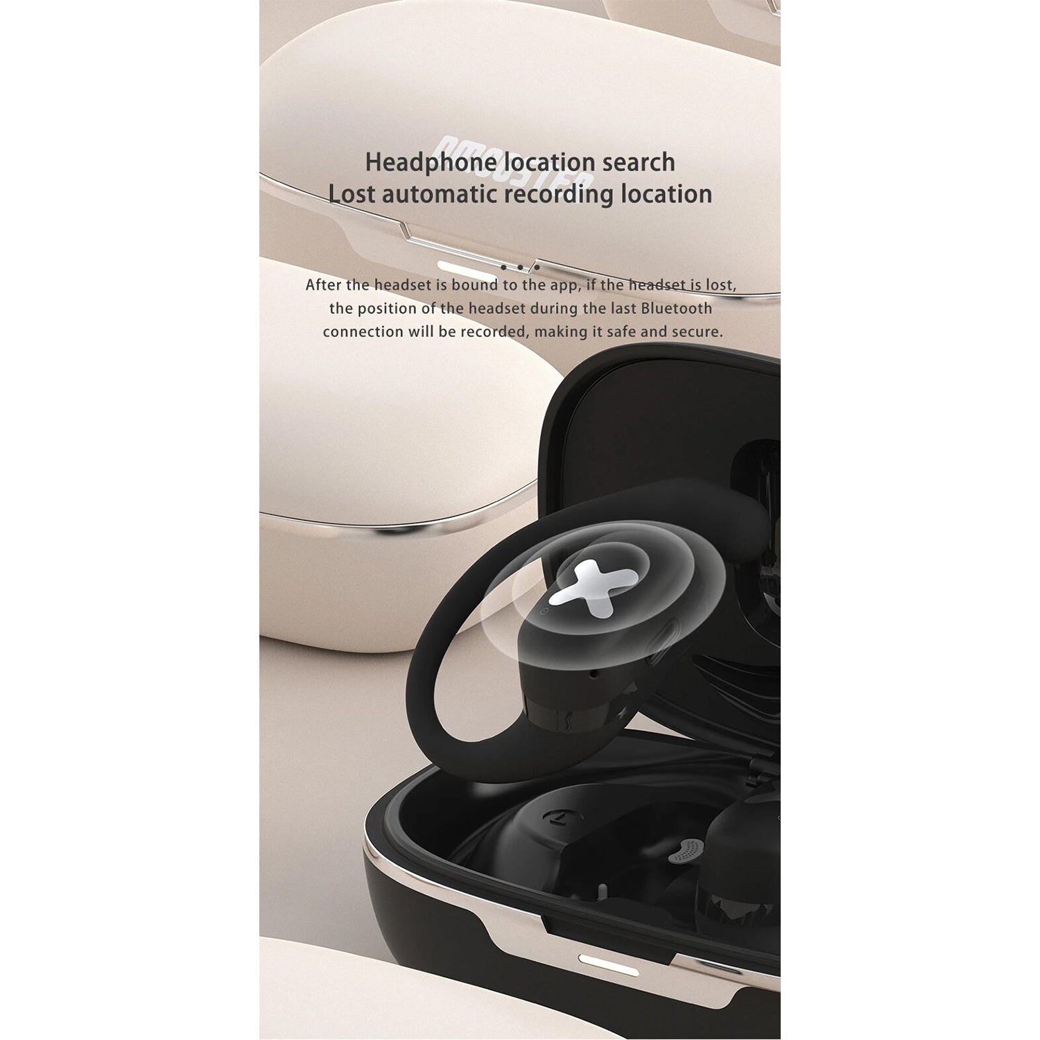 O2W SELECTION DMOOSTER D53 Open-Ear Bone Conduction Sport Wireless Bluetooth Earphones With App, Black