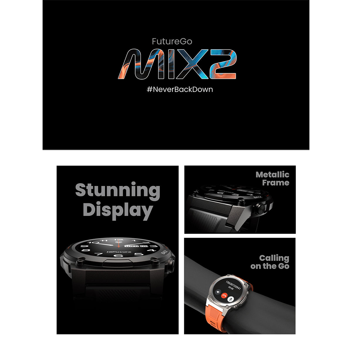 O2W SELECTION HIFUTURE FutureGo Mix2 Amoled Rugged Sports Smartwatch