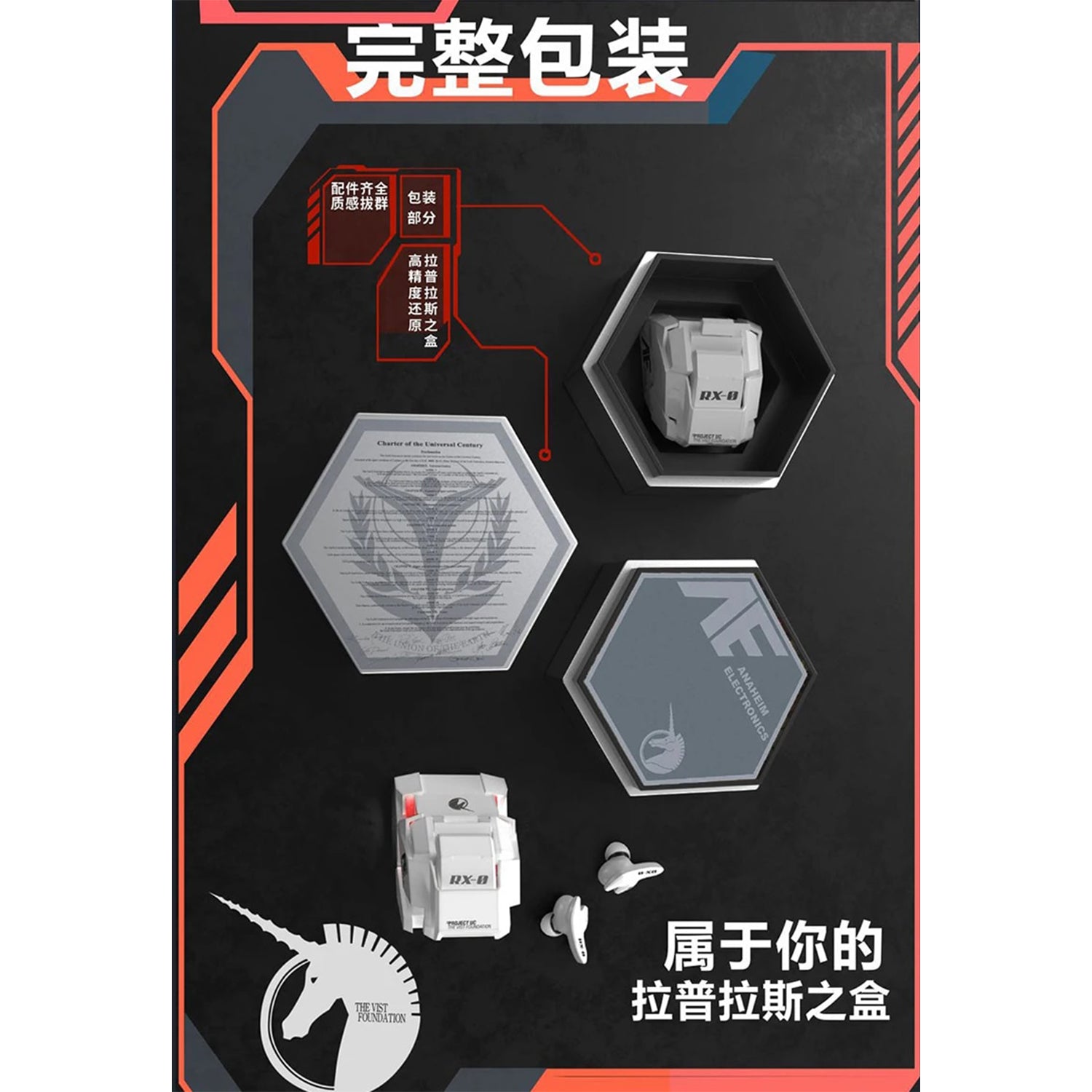 O2W SELECTION DMOOSTER RX-0 Gundam Unicorn Bluetooth Earphones, White