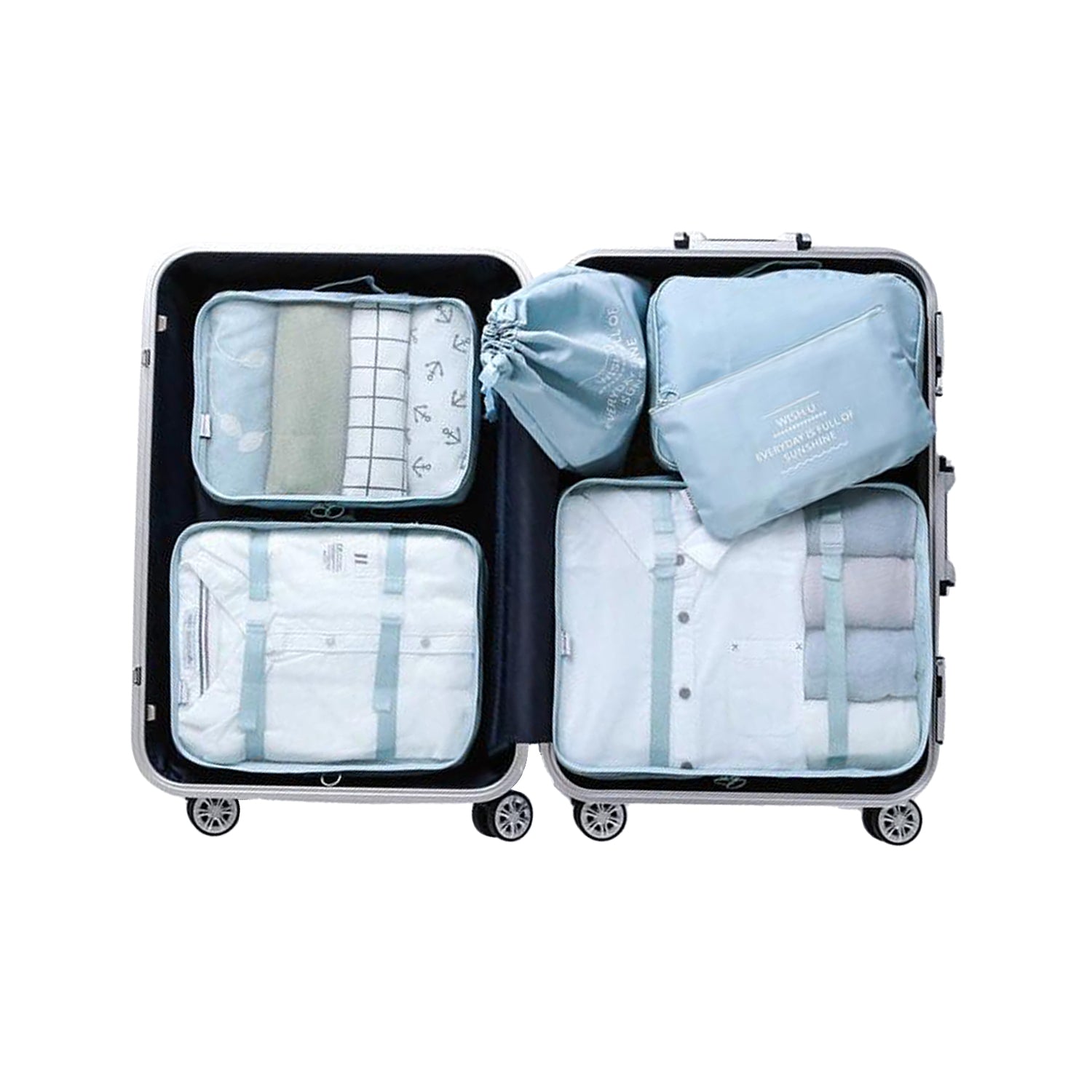 8 In 1 Travel Organizer Bag Waterproof Zip Lock Travel Pouch Clothes Luggage  Underwear Storage Set
