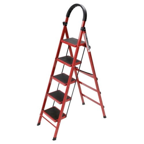 Foldable 5 Step Large Board Ladder with D Handle Default OEM Red 
