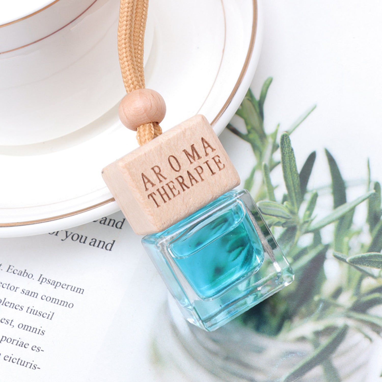 Hanging Car Perfume Wood Diffuser Air Freshener Pendant Aromatherapy Fragrance Purifier 10ML Ocean