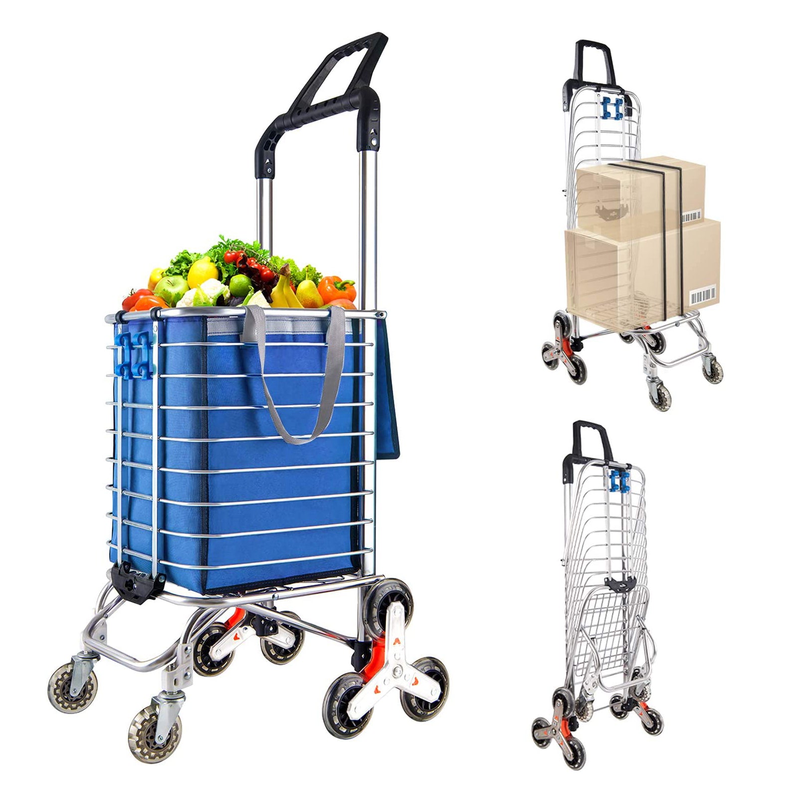Rotating Handle Shopping Trolley Bag with Climbing 8 wheels Foldable Trolley ONE2WORLD 8 Wheels Foldable Trolley 