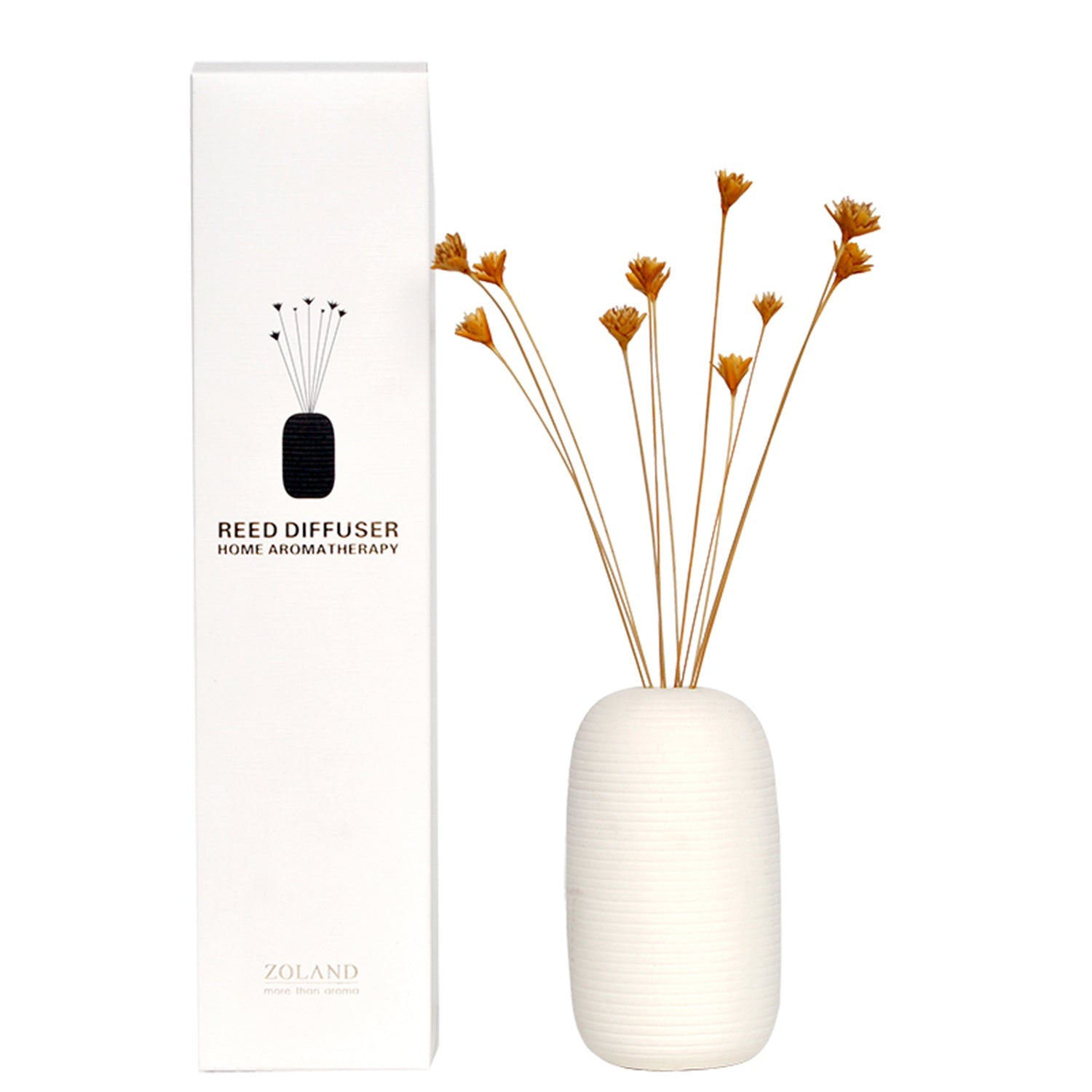 ZOLAND Reed Diffuser 50ML Premium Essential Oil Aromatherapy Ceramic Bottle with Reed Stick and Natural Dried Flowers Reed Diffuser ZOLAND Black Forest 
