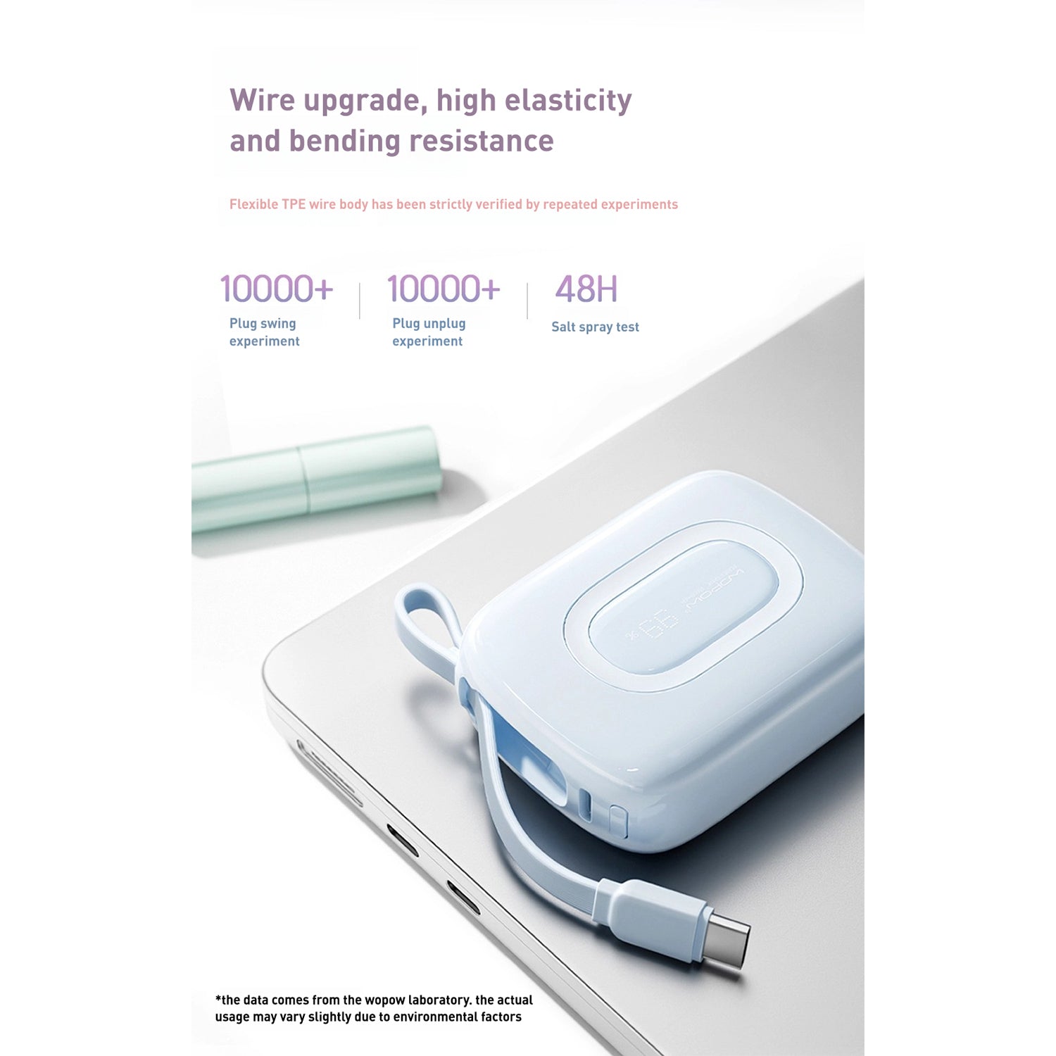 WOPOW SQ63 Mini Powerbank 10000mah With Lightning-Type C Cable