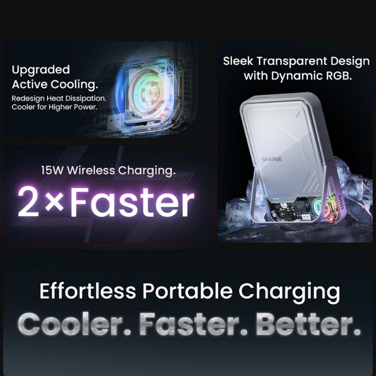 Shargeek ICEMAG 2 Doubly Fast Wireless Charging with Active cooling system Power Bank 10,000mAh 20W Max with Magsafe