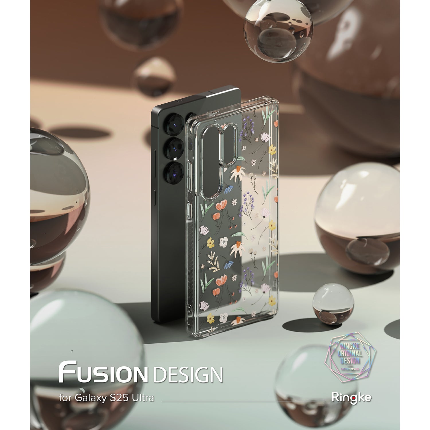 Ringke Fusion Design Case for Samsung Galaxy S25 Ultra, DRY FLOWERS