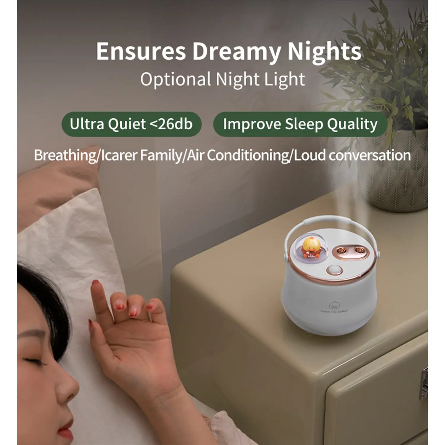 iCarer Family® Super Cool & Cute Air Humidifier Silent Double Nozzle Large-Volume Spray Electroplating Design (Charging Type With Battery)
