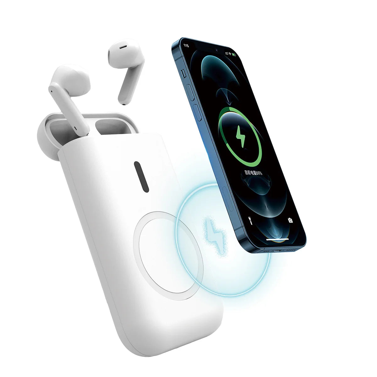 O2W SELECTION FEITUN B1, 3 in 1 Wireless Earphone, Wirelss Charging Powerbank 8000mAh