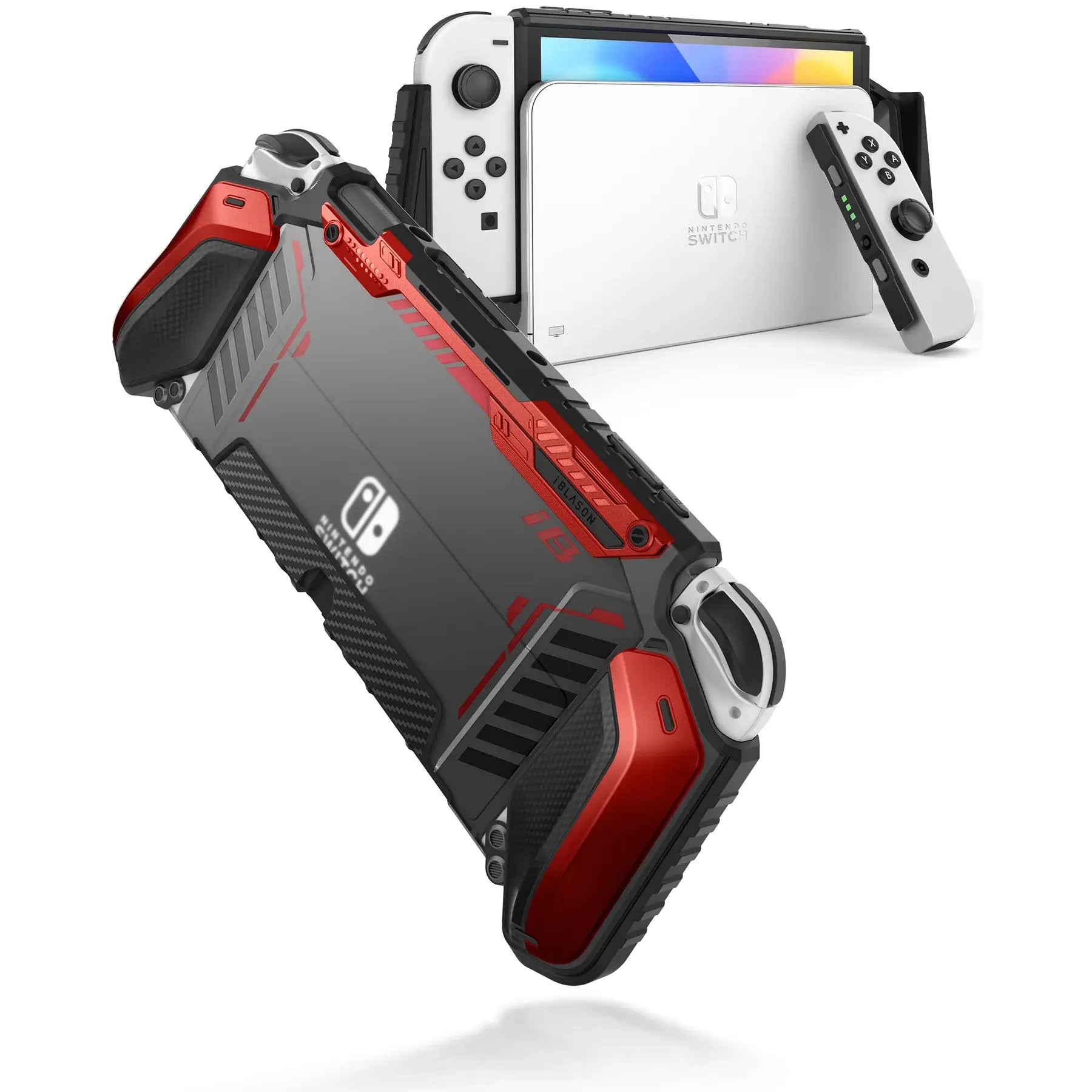 i-Blason ArmorBox Series Case for Nintendo Switch OLED Model (2021), Rugged Slim Protective Case with Kickstand