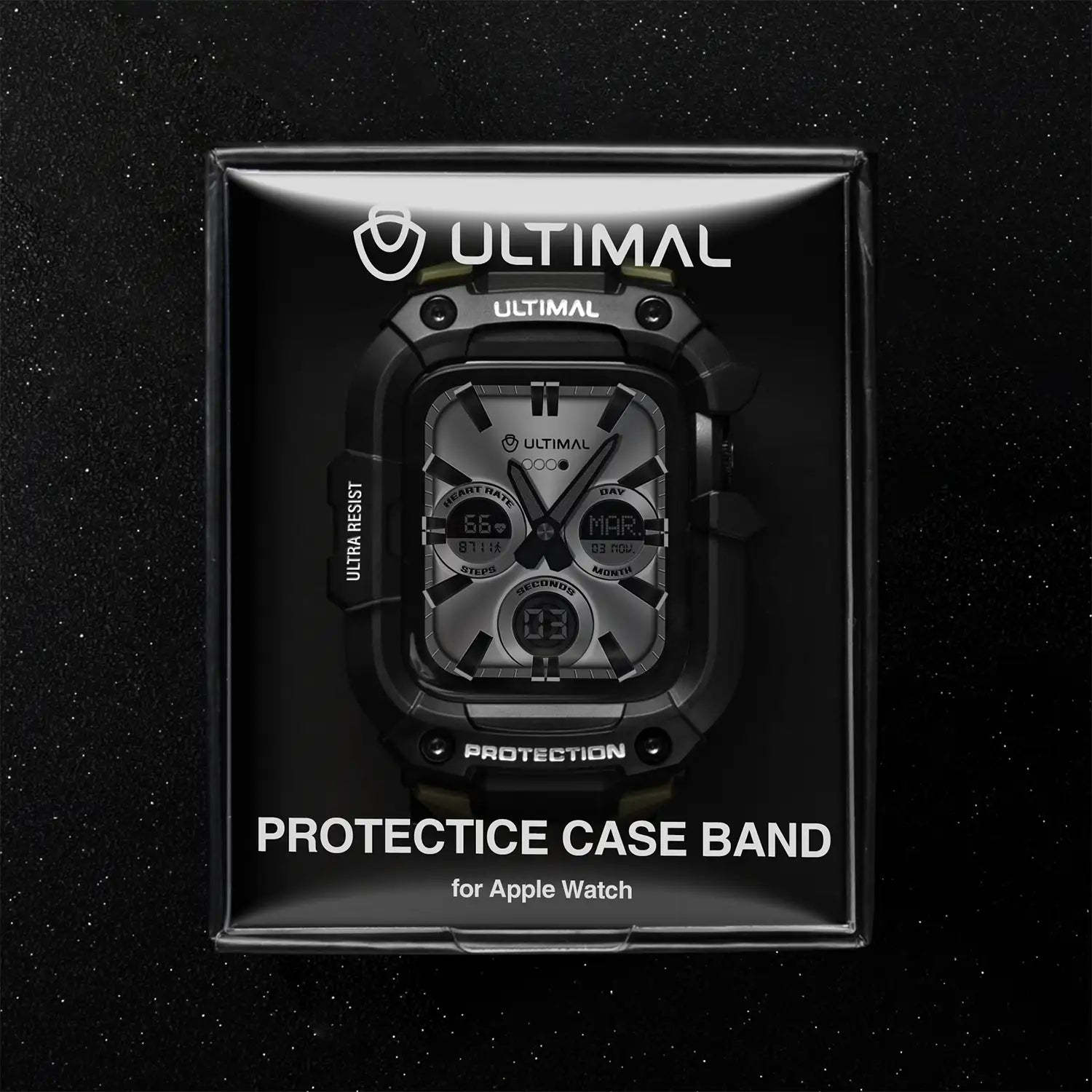 ULTIMAL Adjustable TPE Apple Watch Strap Band Case for Apple Watch Series 8 45mm /  Ultra 49mm