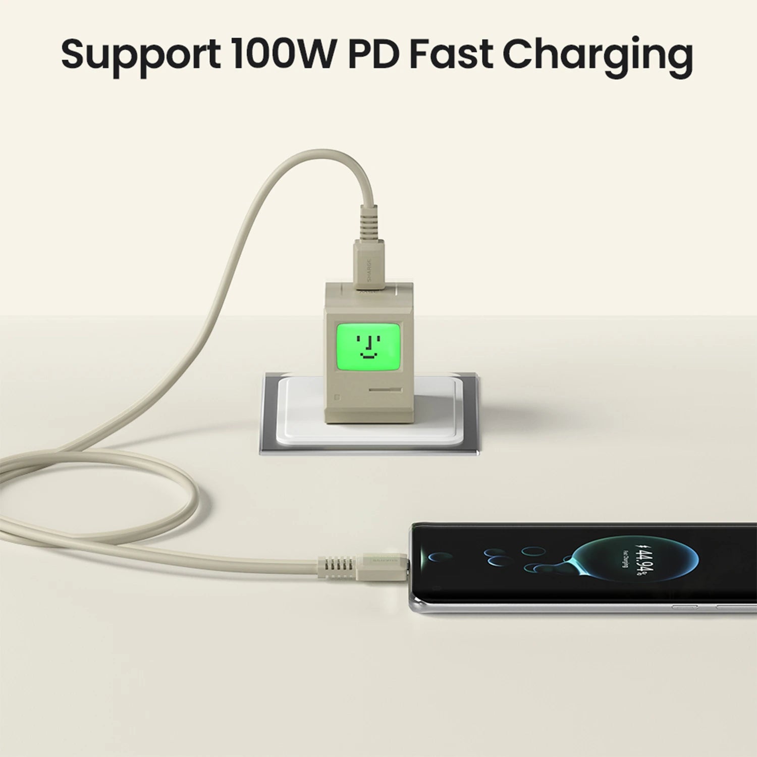 Shargeek SL108 Retro 100W PD Fast Charging USB-C to USB-C Cable 1.2m PD E-marker, Retro White