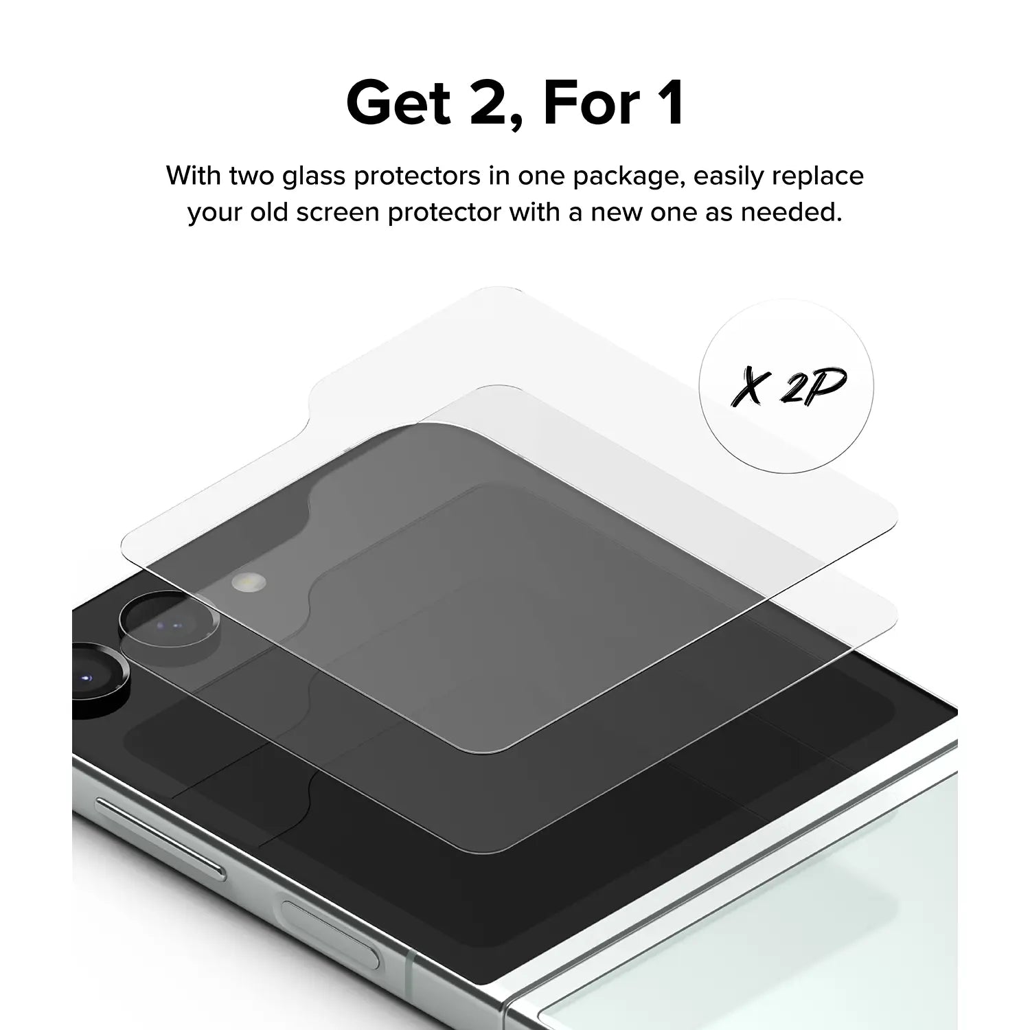 Ringke Cover Display Glass Screen Protector for Samsung Galaxy Z Flip 5 Exterior Cover Display Tempered Glass, Clear
