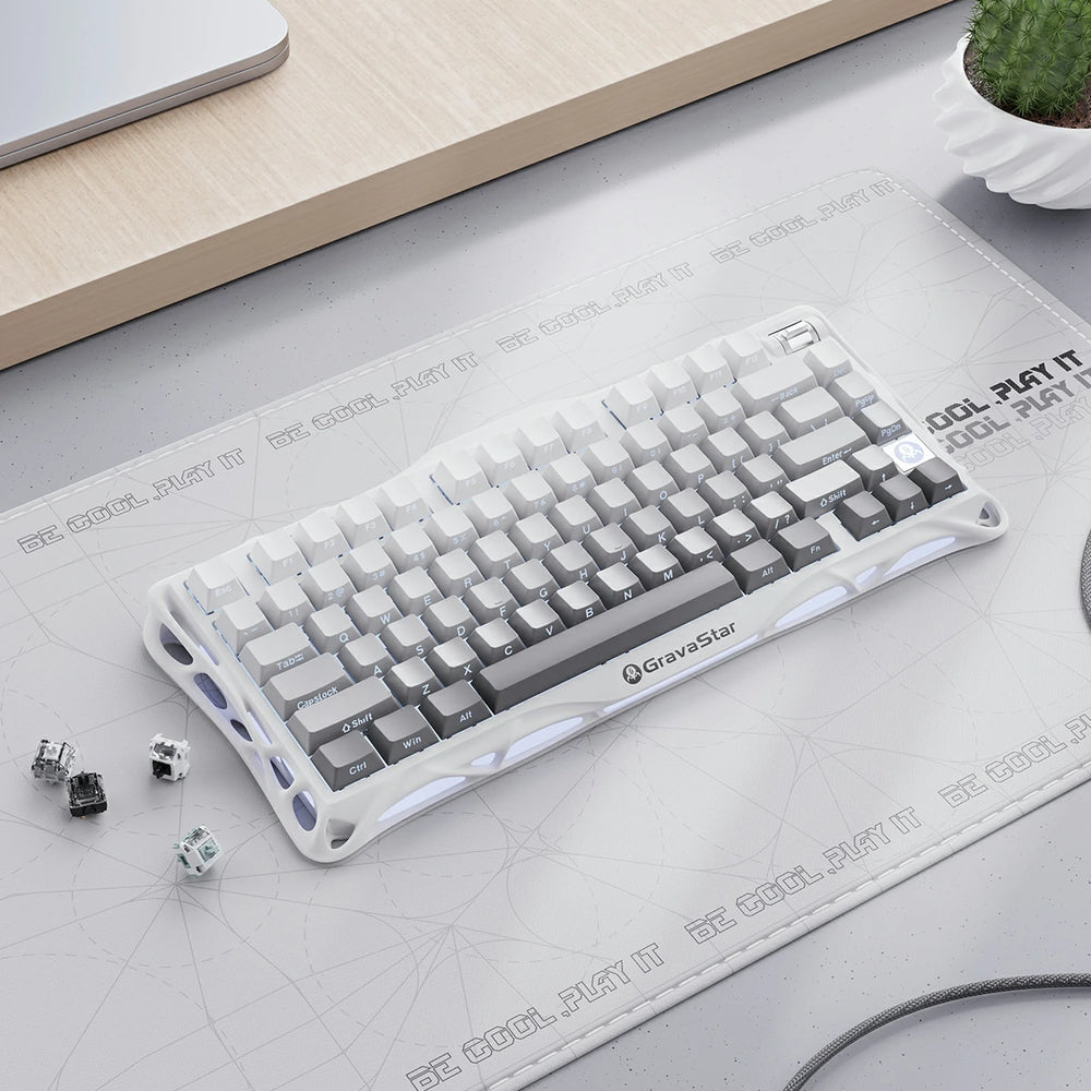 GravaStar Mercury K1 75% Wireless Mechanical Gaming Keyboard, Gradient White