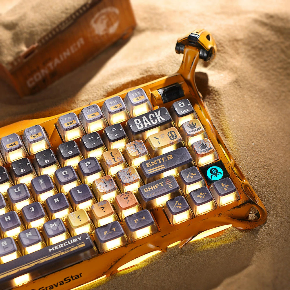 GravaStar Mercury K1 Pro 75% Wireless Mechanical Gaming Keyboard Special Edition, Battle-Worn Yellow