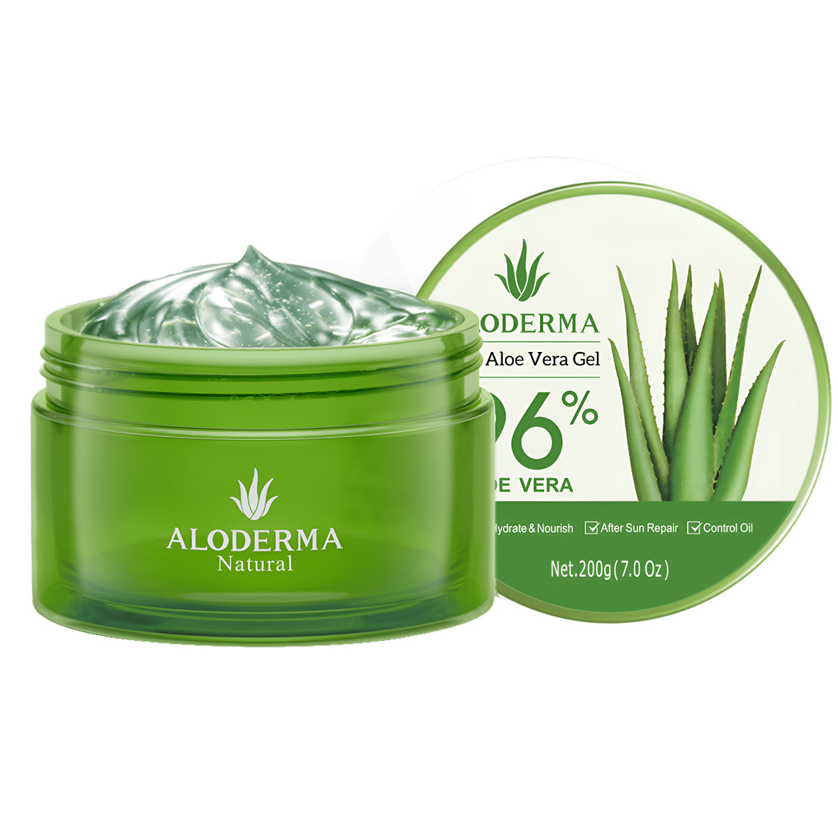 ALODERMA Pure Aloe Vera Gel Made with 96% Organic Aloe Vera,200g