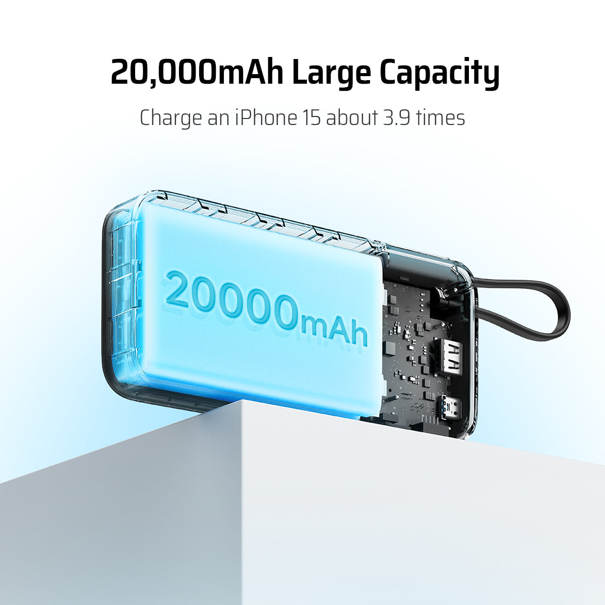 O2W SELECTION CUKTECH PB200N 55W 20000mAh Power Bank with Built-in Cable