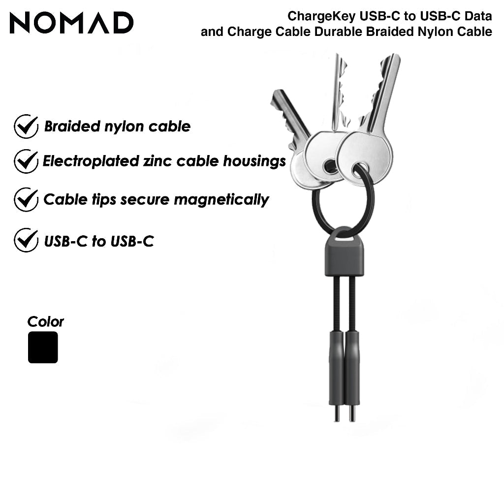 NOMAD ChargeKey USB-C to USB-C 60W Cables, Black