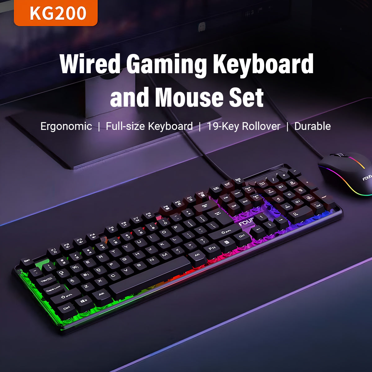 O2W SELECTION FOUNDER KG200 Wired Gaming Keyboard and Mouse Bundle