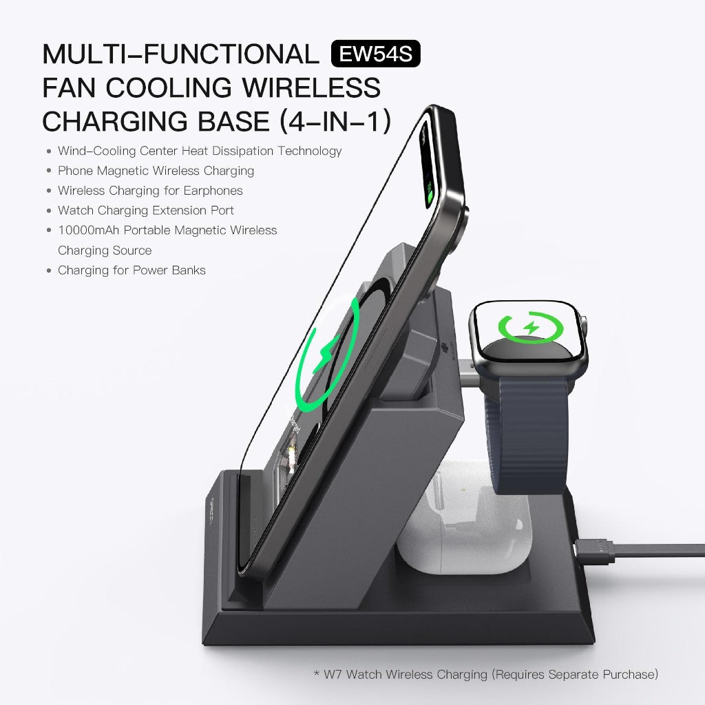 ORSEN EW54S Multi-Function Fan Cooling 4-in-1 Charging Base With Wireless 10000mAh Power Bank