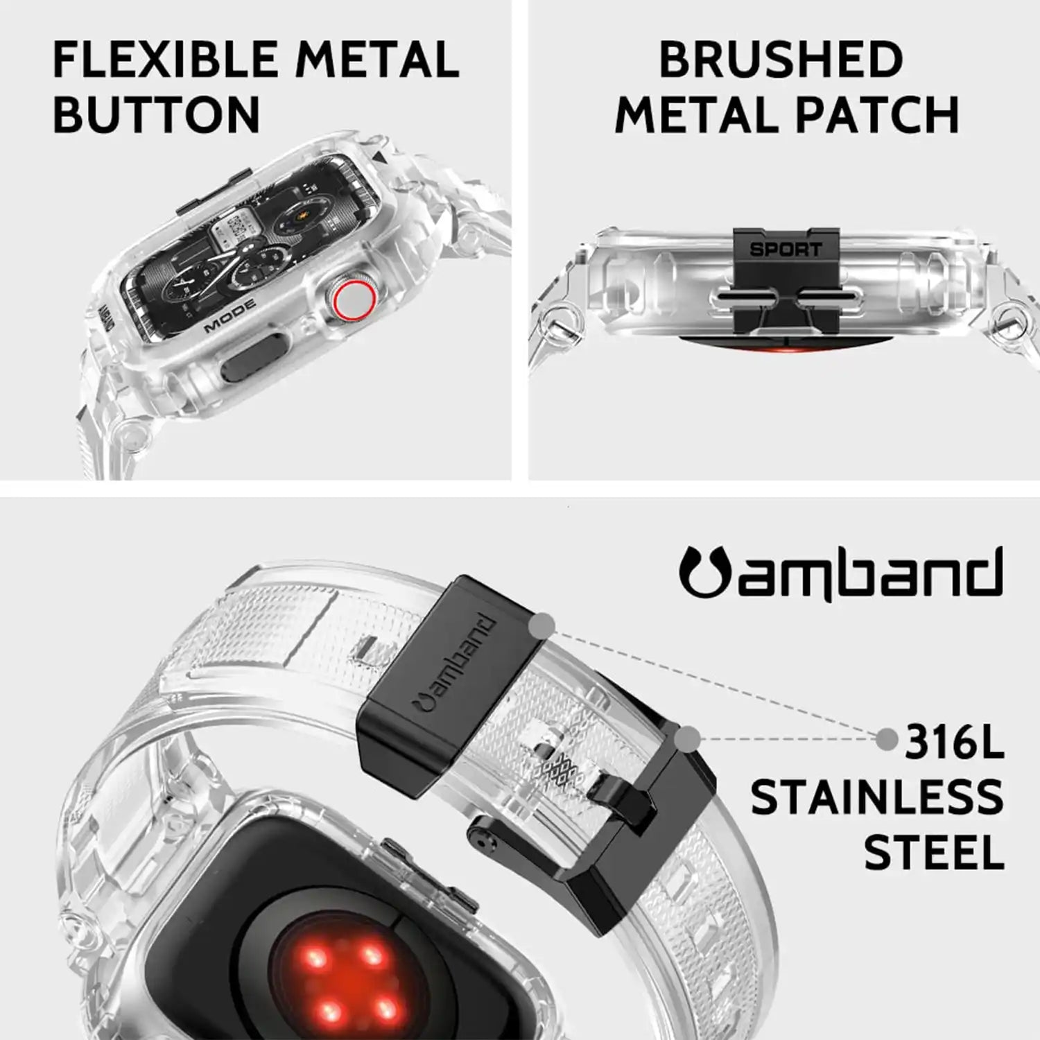 amBand M1 Sport Series Case with Band for Apple Watch 45mm/44mm/42mm/41mm/40mm/38m