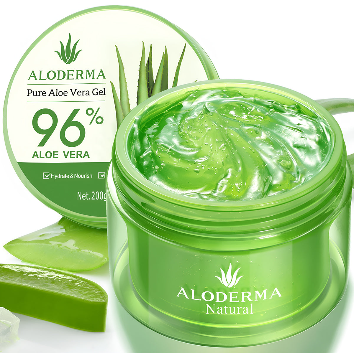 ALODERMA Pure Aloe Vera Gel Made with 96% Organic Aloe Vera,200g