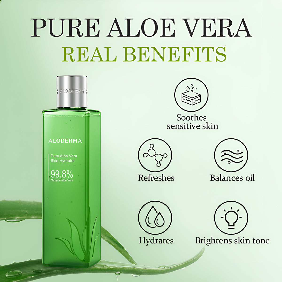 ALODERMA Pure Aloe Vera Skin Hydrator 99.8% Organic Aloe Vera,240ml