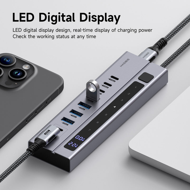 HAGIBIS BH221D 9-in-1 LED Display USB-C HUB