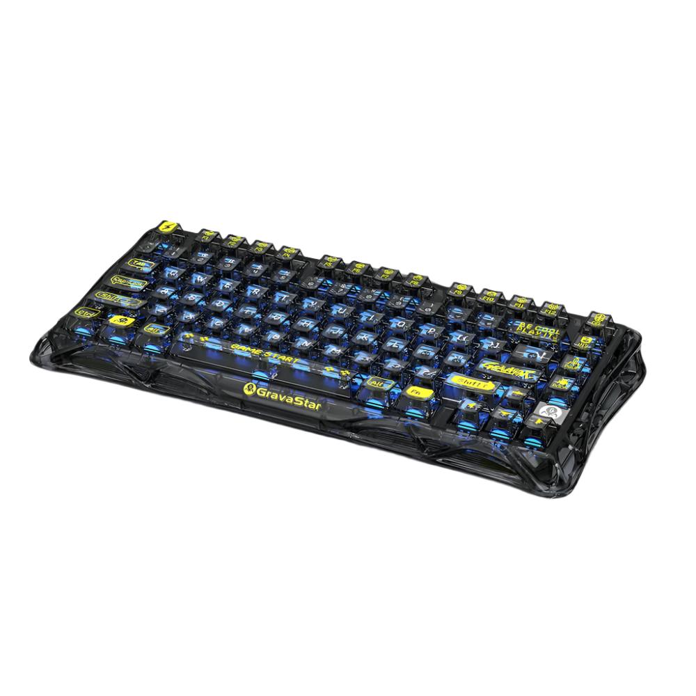 GravaStar Mercury K1 Lite 75% Wireless Mechanical Gaming Keyboard, Transparent Black