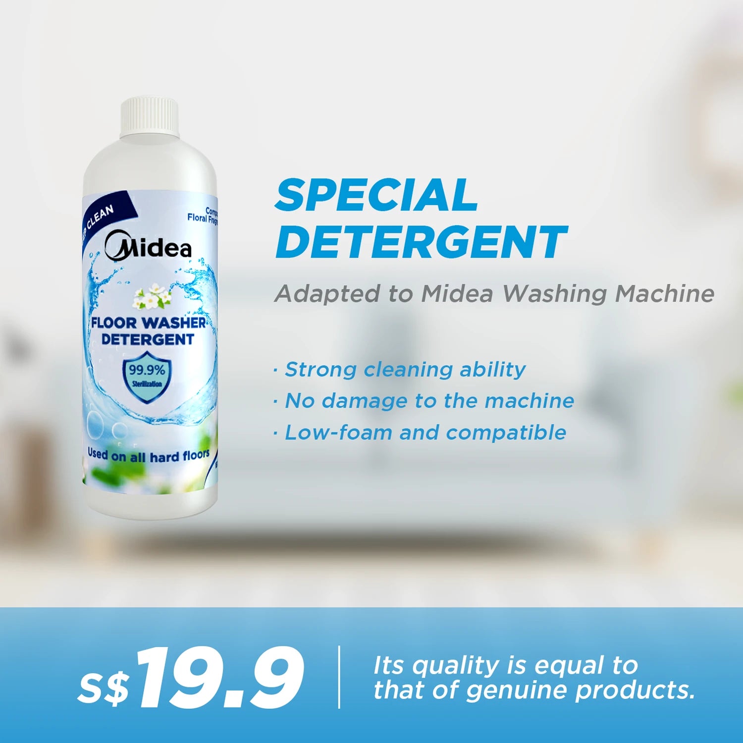 Midea Floor Washer Detergent 99.9% Sterilization, Cleaning liquid 450ML