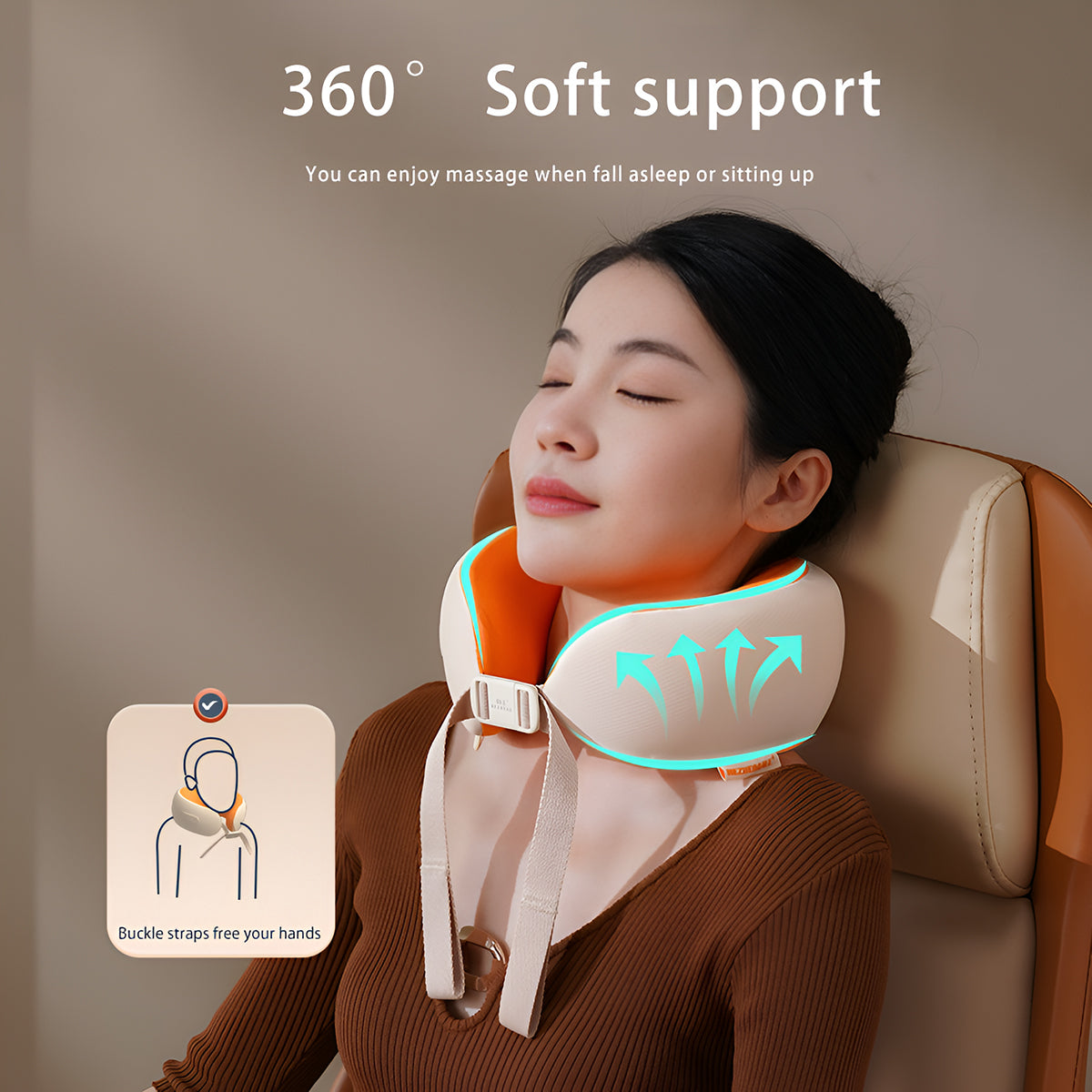 HeZheng HZ-U8 Eletric Neck Massage Pillow, Orange