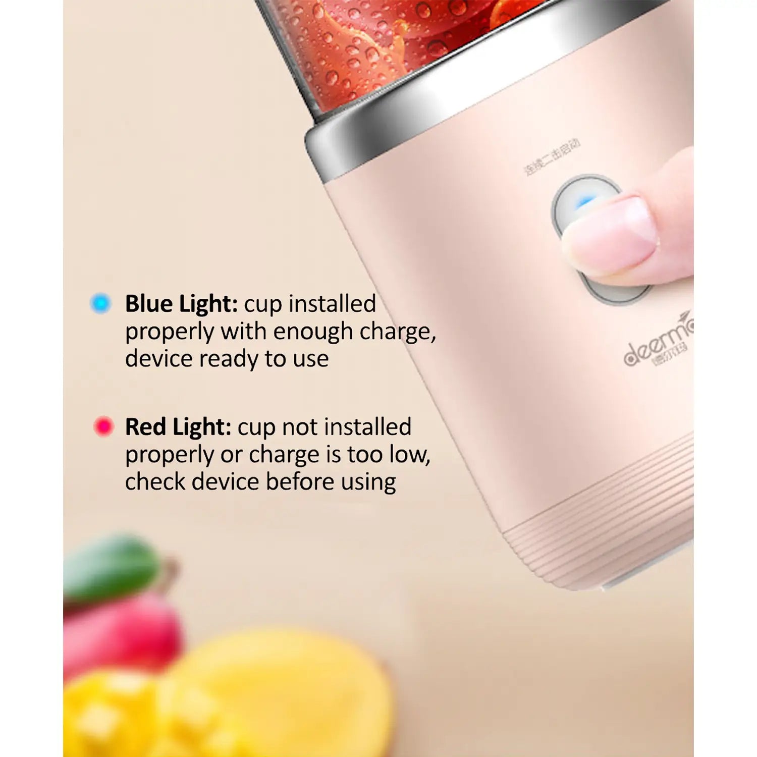 Deerma NU06 Mini USB Blender Bottle Portable Travel Juicer Cup Food Fruit Smoothie Maker Mixer Rechargeable 400ml, Blue