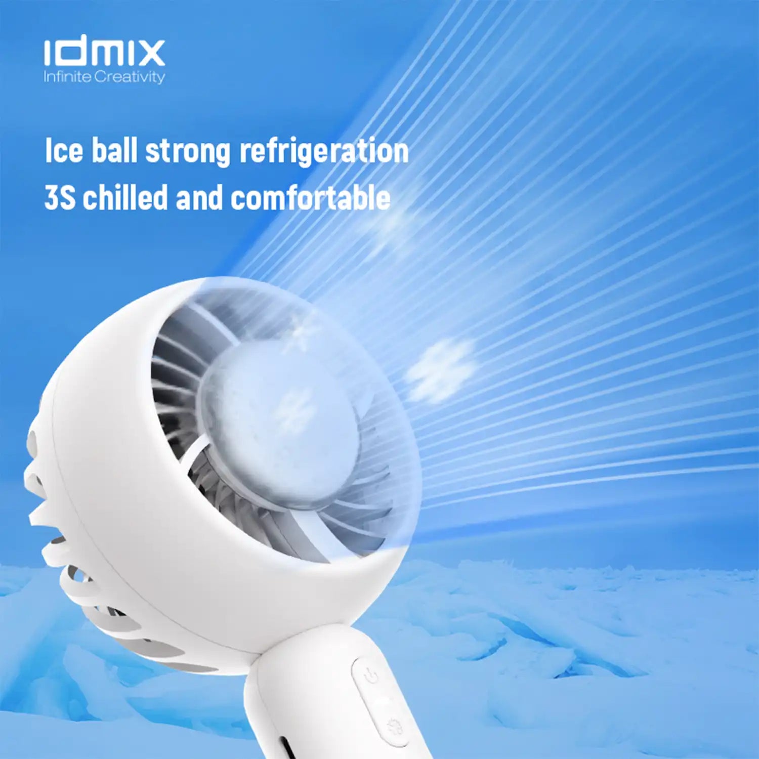 IDMIX Ice Cooling Handheld Fan Super Mini Personal Fan with Rechargeable Battery Operated and 3 Adjustable Speed Portable Hand Held Fan Eyelash Fan for Girls Women Kids Outdoor Travelling Indoor Office Home