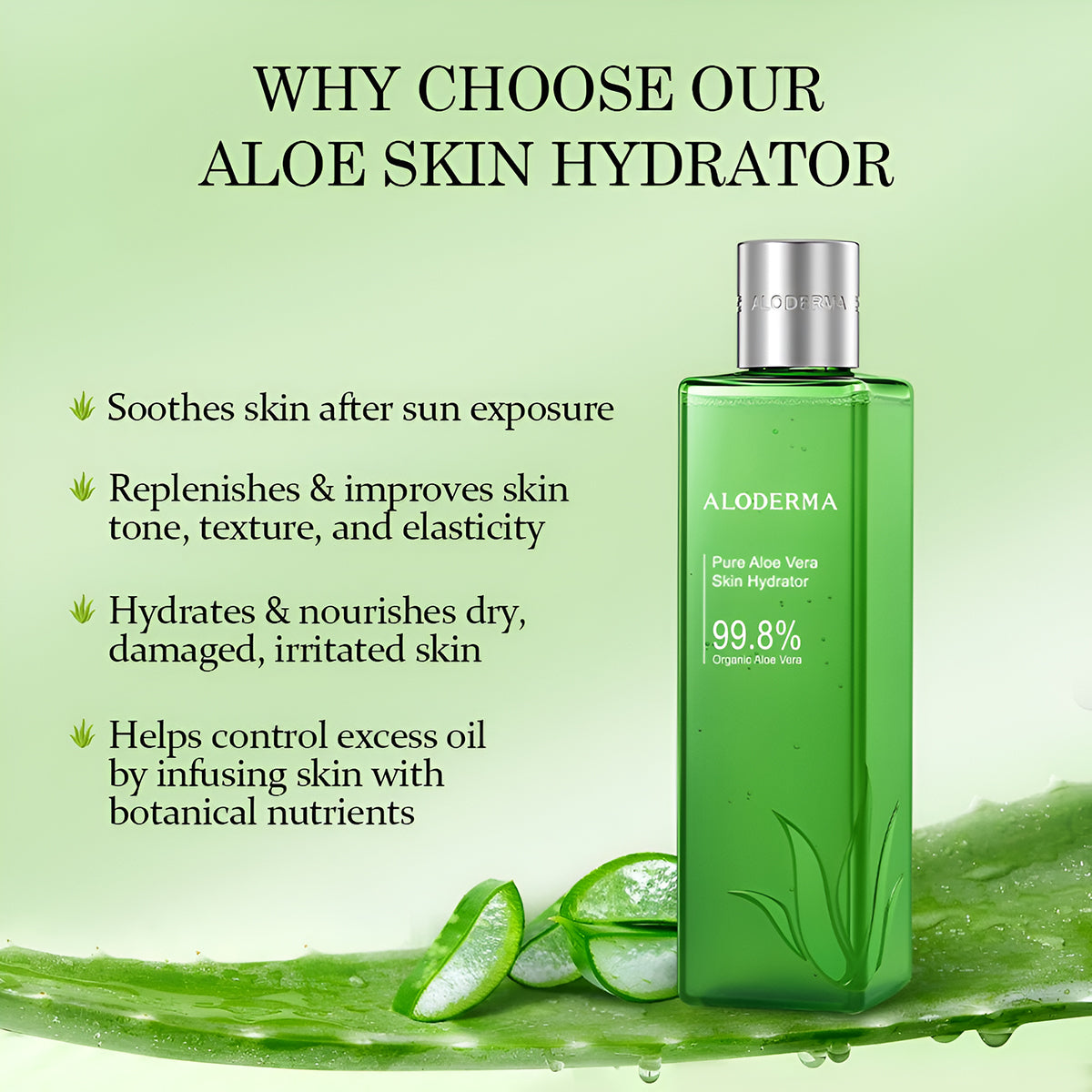 ALODERMA Pure Aloe Vera Skin Hydrator 99.8% Organic Aloe Vera,240ml