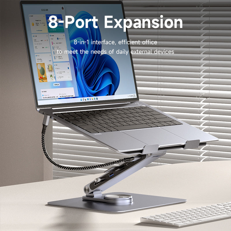 HAGIBIS LTP01H Laptop Stand with Hub, Gray