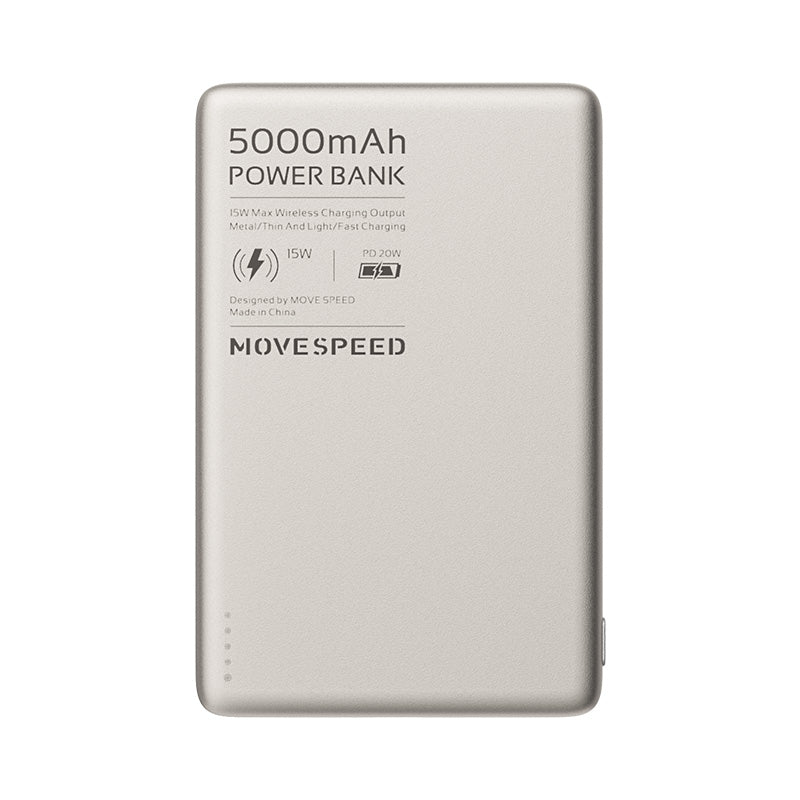 O2W SELECTION MOVESPEED S05 Blade Series 5000mAh Magnetic Power Bank,  Titanium Gold