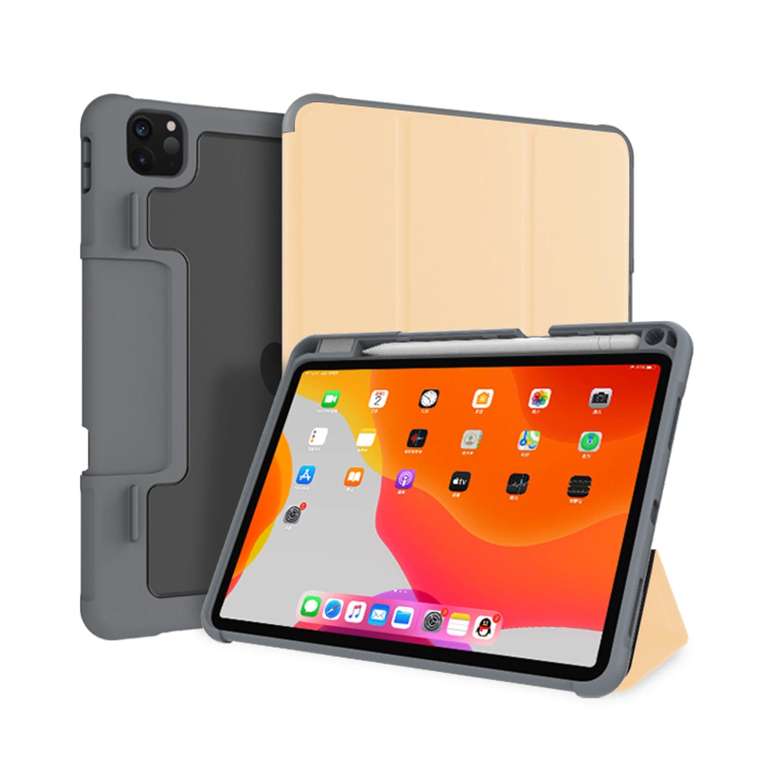 Mutural Yaxing Series Rugged Folio Case with Pencil Holder for iPad 9.7"/ 9th Gen 10.2"/ Pro 10.5"/ Pro 11"/ 10th Gen 10.9"/ Air 10.9"/ Pro 12.9"/ iPad Mini 6