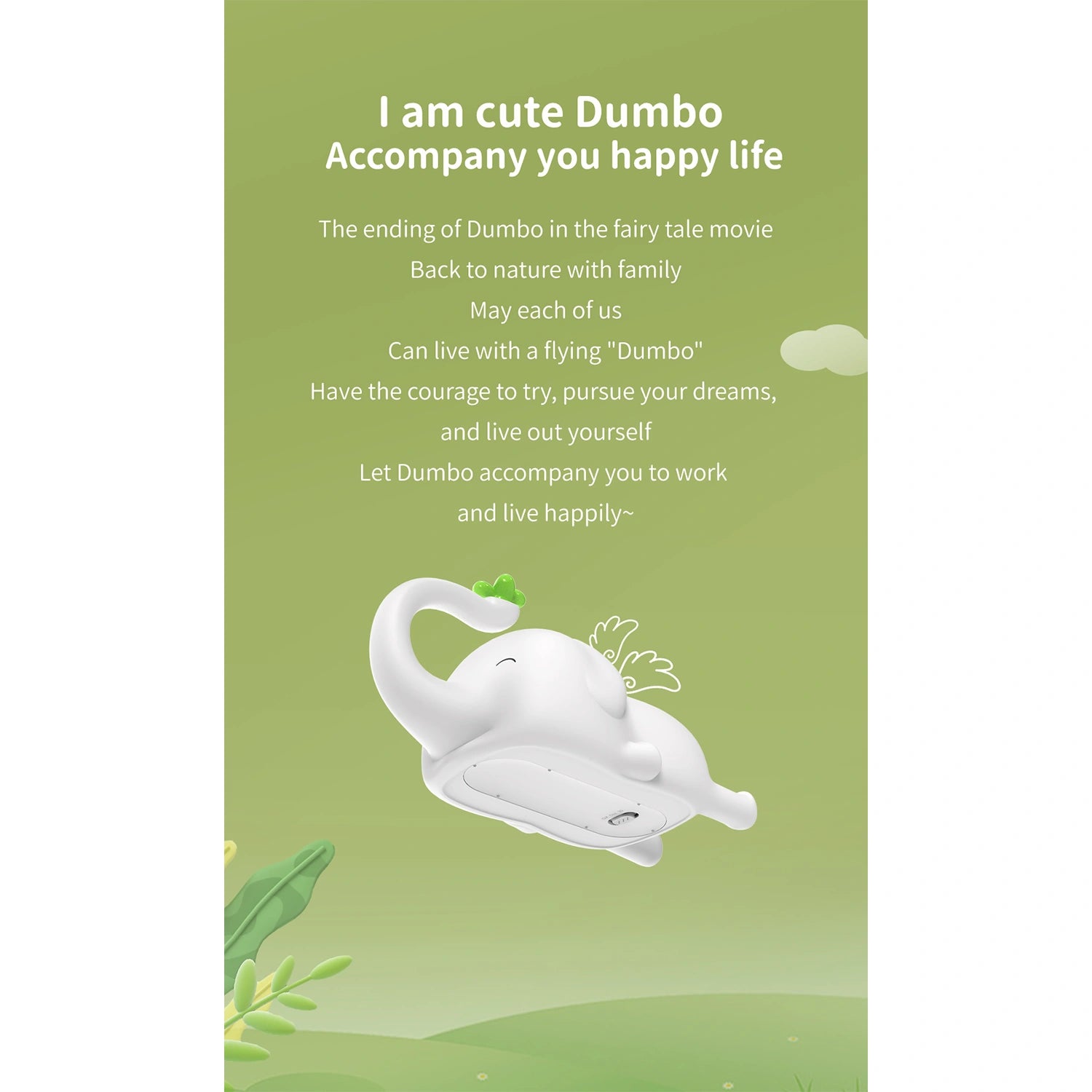 IDMIX Cute Small Flying Elephant Nightlight, LED Squishy Duck Lamp, Silicone Dimmable Nursery Patting Light, Rechargeable Bedside Touch Lamp Indoor Office Home