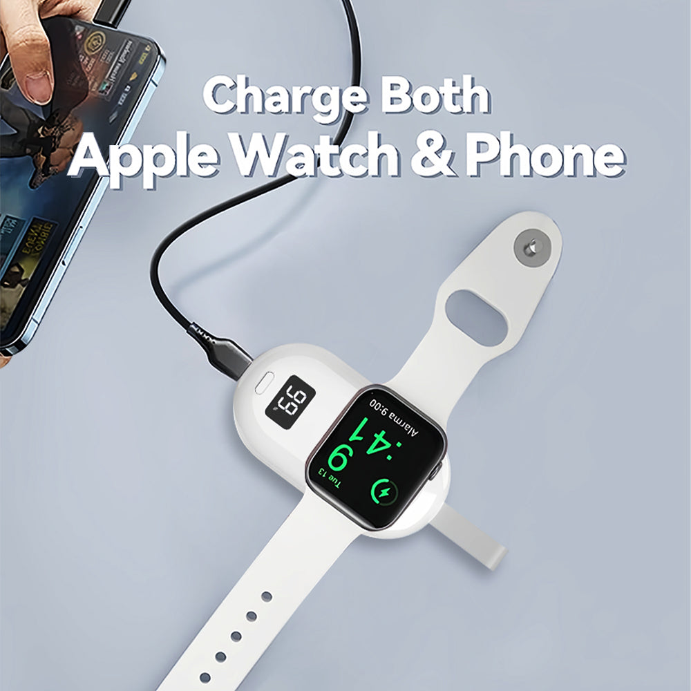 Apple Watch Wireless Charger with 1100mAh/2500mAh Battery for Apple Watch Ultra/Ultra 2 and Series 9/8/7/6/5/4/3/2/1/SE Power Bank For Apple Watch Wireless Magnetic Battery Pack