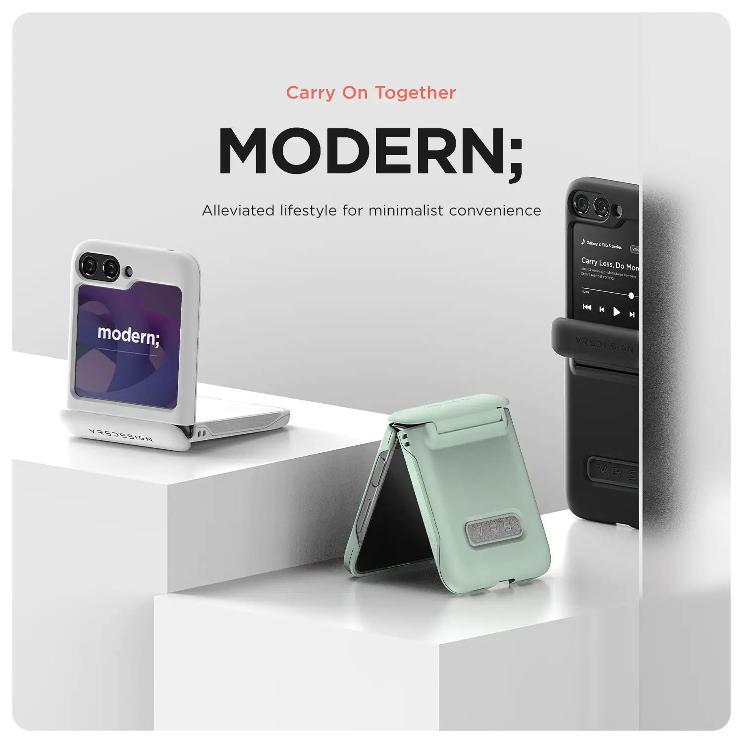 VRS Design Terra Guard Modern Case for Samsung Galaxy Z Flip 5, Matt Black