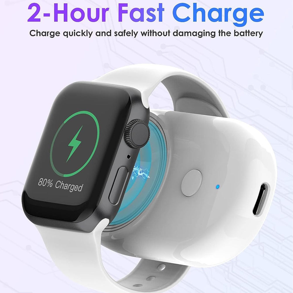 Apple Watch Wireless Charger with 1100mAh/2500mAh Battery for Apple Watch Ultra/Ultra 2 and Series 9/8/7/6/5/4/3/2/1/SE Power Bank For Apple Watch Wireless Magnetic Battery Pack