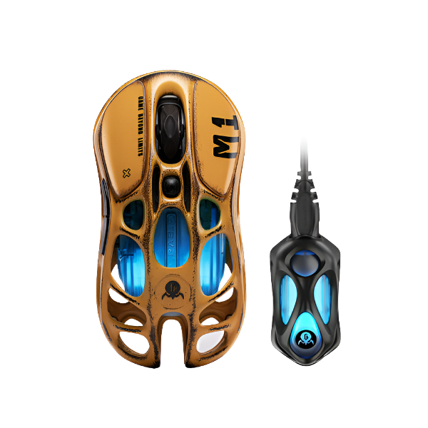 GravaStar Mercury M1 Pro Wireless Gaming Mouse - Battle-Worn Version Yellow + 4K Dongle