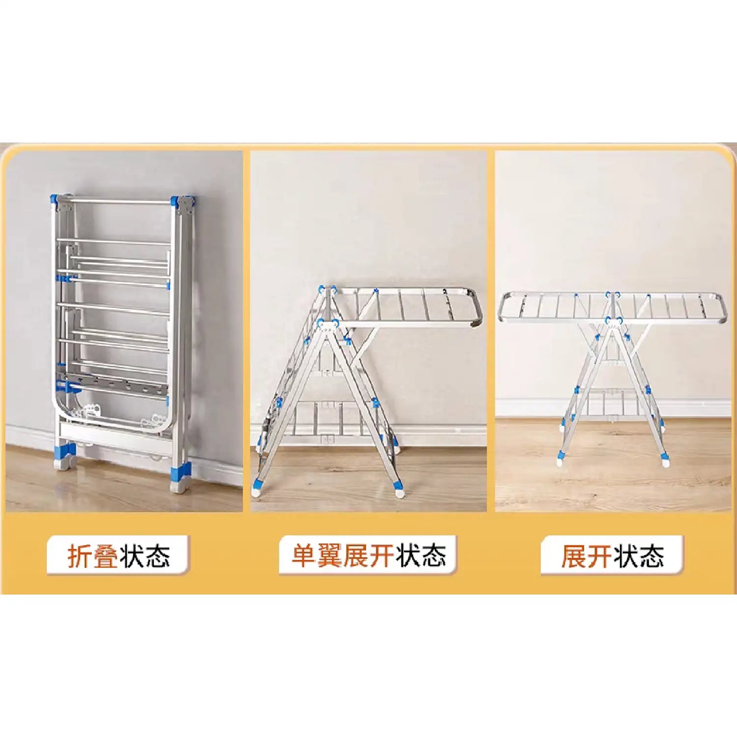 Enhanced Foldable Stainless Steel Clothes Hanger Rack - Space-Saving, Durable, Organize, Sturdy