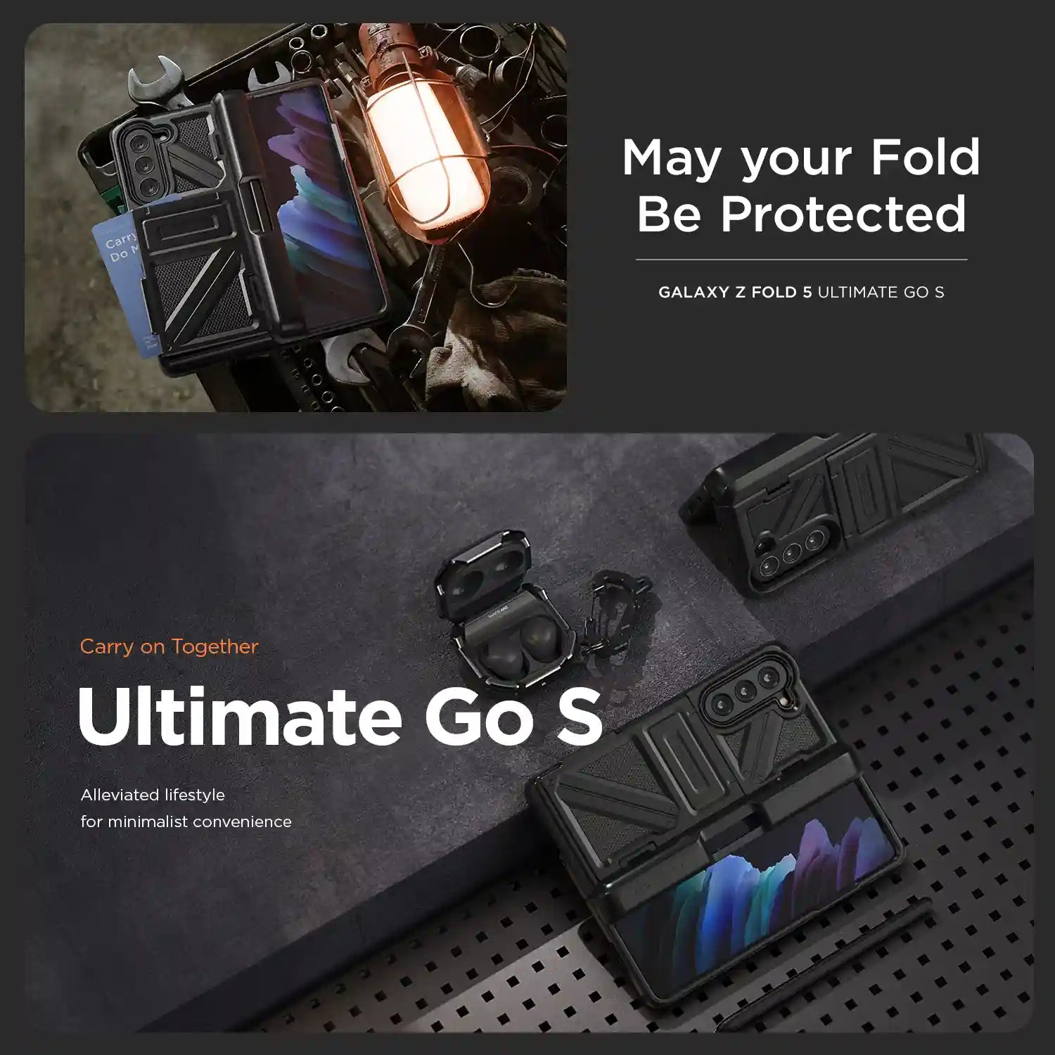 VRS Design Terra Guard ﻿Ultimate S Case for Samsung Galaxy Z Fold 5, Matt Black
