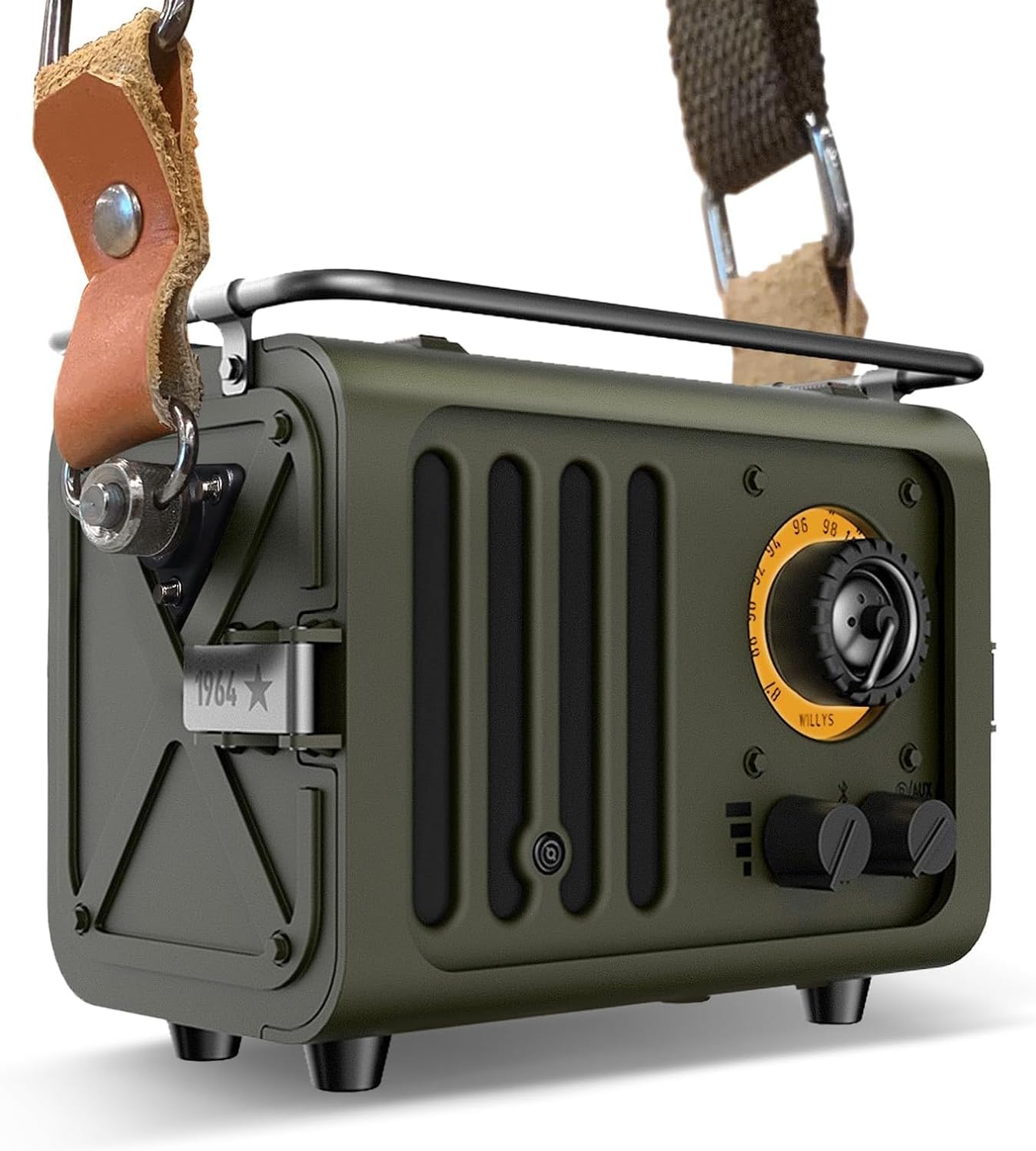 O2W SELECTION MUZEN Radiooo Jeep Series Bluetooth FM Radio Speaker with Portable Shoulder Strap, Dark Green