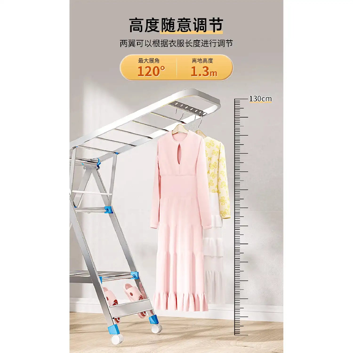 Enhanced Foldable Stainless Steel Clothes Hanger Rack - Space-Saving, Durable, Organize, Sturdy