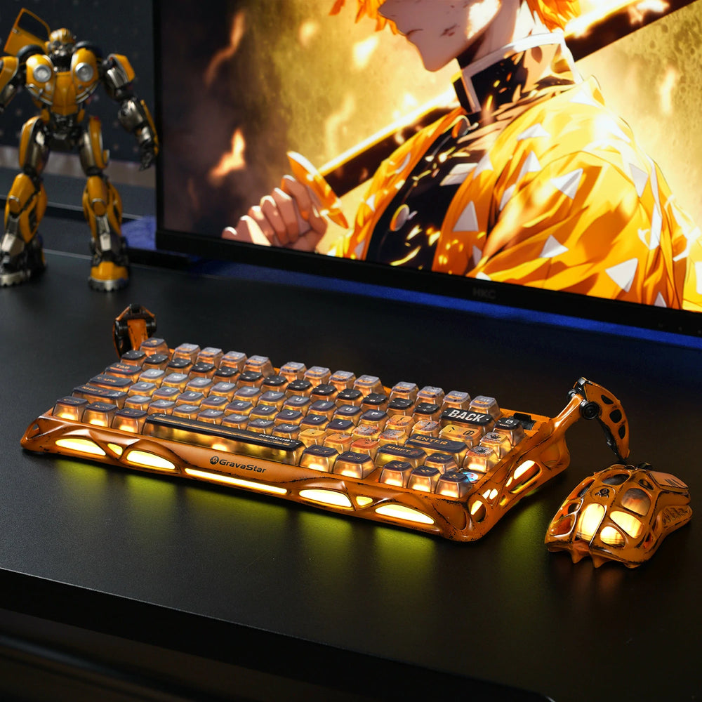 GravaStar Mercury K1 Pro 75% Wireless Mechanical Gaming Keyboard Special Edition, Battle-Worn Yellow